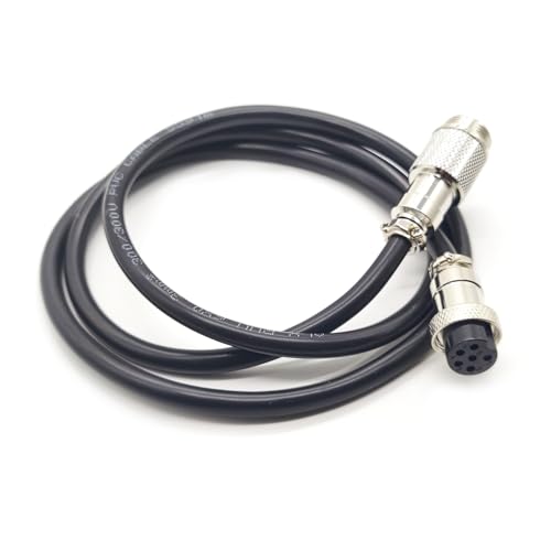 3.28 ft GX16 6 Pin Male to Female Cable, GX16 6Pins Female to Male Head Aviation Cordset Electrical Connector Panel Mount Circular Metal Adapter Cordset for Ships 5A 125V 22AWG (1meter) - size: GX16 6Pin
