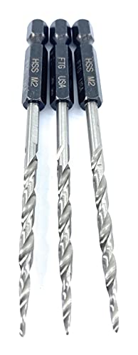 FTG USA 3 Pc #6 9/64" Replacement Tapered Drill Bits Only All Same Size Set