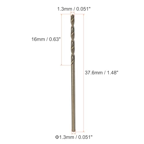 HARFINGTON 10pcs Cobalt Jobber Drill Bits 1.3mm / 0.051" M35 High Speed Steel HSS Twist Drilling Bit Tool for Stainless Steel Copper Wood Plastic and Other Hard Materials - size: 1.3mm