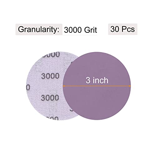 uxcell 30Pcs 3" Purple Sanding Discs 3000 Grits Hook and Loop Sand Paper - style: 3000 Grit