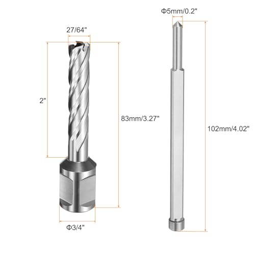 HARFINGTON Annular Cutter 27/64" Cutting Diameter Shank 3/4" with 2" Depth of Locating Pin M2 High-Speed Steel Drill Bit Annular Cutter for Standard Magnetic Drills Machine Tools Mills - size: 27/64 inch * 2 inch
