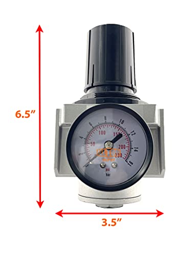1” NPT SUPER DUTY In-Line Compressed Air Pressure Regulator For Air Compressor, 7 To 215 PSI Adjustable - color: 180 Cfm, 225 Psi (Super Duty), size: 1" NPT