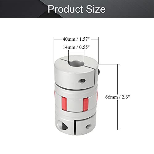 Fielect Shaft Coupling 14mm to 14mm Bore L66x40D Flexible Coupler Joint for Servo Stepped Motor - size: 14mm to 14mm Bore L66x40D