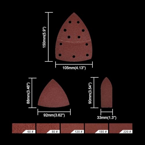 150 PCS Skil Sander Sandpaper 60/80/120/180/220 Grit with Holes Hook and Loop - style: 150PCS-60/80/120/180/220
