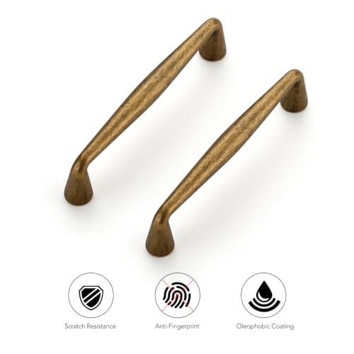 Ravinte Antique Brass Cabinet Handles Solid Handles,3-1/2 Inch,5 Pack - color: Antique Brass, size: 3-1/2 Inches Hole Center