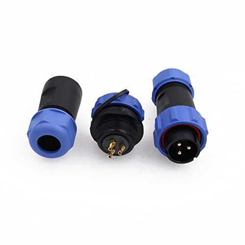 SZRMCC SP21 Waterproof Connector IP68 Circular Aviation Plug Socket in Line High Voltage Industrial Power Cable Connector for LED Lighting/Marine/Automotive Outdoor Devices (3Pin 30A) - size: 3Pin 30A