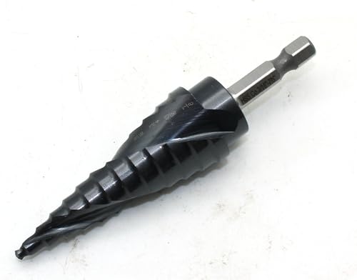 TEMO M35 Cobalt AITiN Spiral Step Drill Bit 3/16-7/8" 12 Size 1/4" HexShank - size: 3/16" - 7/8" AITiN, style: Spiral