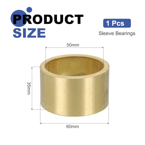 uxcell Sleeve Bearings, 50mm Bore x 60mm OD x 35mm Length, Self-Lubricating Sintered Bronze Bushings - size: 50mm Bore x 60mm OD x 35mm Length