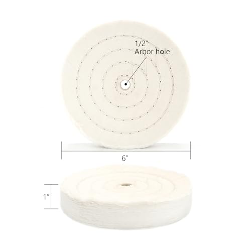 SCOTTCHEN Cotton Buffing Wheel 6 inch Extra Thick Spiral Sewn Polishing Pad for Bench Grinder Tool with 1/2" Arbor Hole(70 Ply) 1PCS - color: Fine 1pc, size: 6 inch