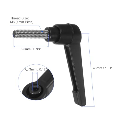 uxcell 4pcs Clamping Lever Handles, M6 x 25mm 304 Stainless Steel Threaded Male Stud, Adjustable Handles Locking Quick Release Ratchet Push Button Bolt Knobs, Black - size: M6 x 25mm