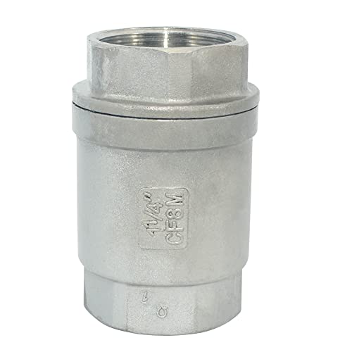 1-1/4" NPT Female WOG1000 Check Valve,Spring Loaded In-line Low Cracking Pressure,Stainless Steel SS316 CF8M - size: 1.25 Inch