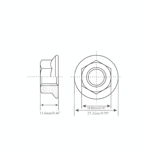 1/2-13 Serrated Flange Hex Lock Nuts 10 Pcs 304 Stainless Steel 18-8, Full Thread, Hex Drive, Bright Finish - size: 1/2"-13