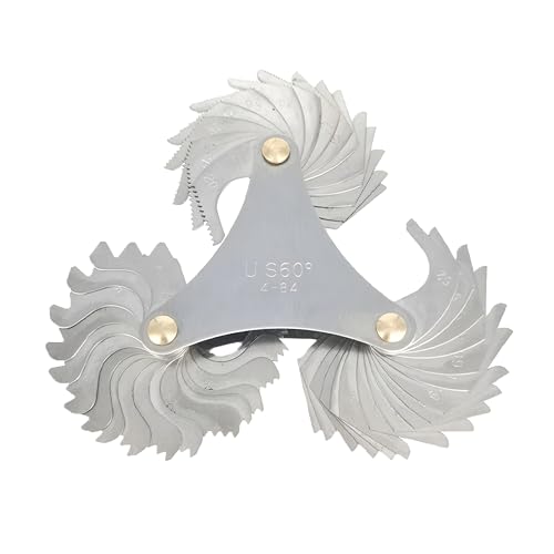 Screw Pitch Gauge– 51 Leaves, 4–84 TPI Thread Gage Tool Steel Thread Measuring Tool,60 Degree Thread Profiles and Locking Devices (US Thread Gauge) - color: US Thread Gauge