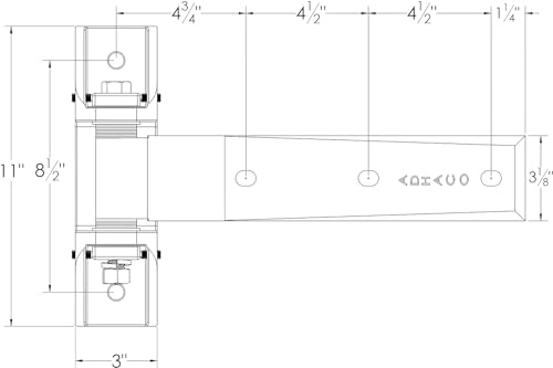 Heavy Duty Strap Hinge - Adhaco H-412 Left Hinge 6-Way Adjustable