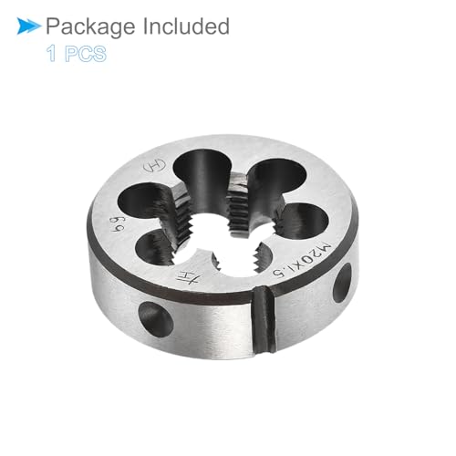Round Thread Repair Die, M20x1.5 Die 45mm OD, Alloy Tool Steel Left Hand Cylindrical Pipe Threading Tool with 6 Chip Holes - (Applications: for Threading Repairing) - size: M20x1.5
