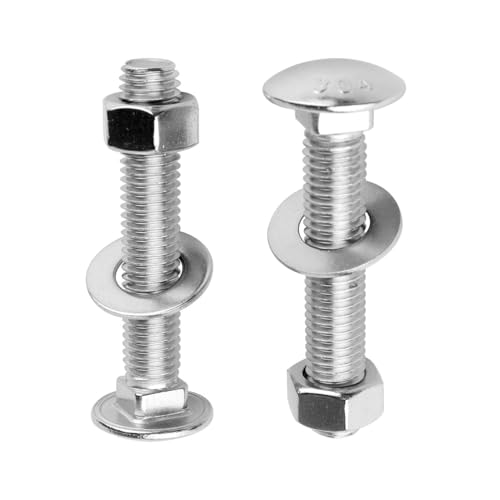 5/16-18 x 3/4" Stainless Steel Carriage Bolts and Nuts with Flat Washers Kit, Round Head Square Neck Screws UNC Coarse Thread, 8 Sets Silver - color: Silver, size: 5/16-18 x 3/4" (8 Sets)