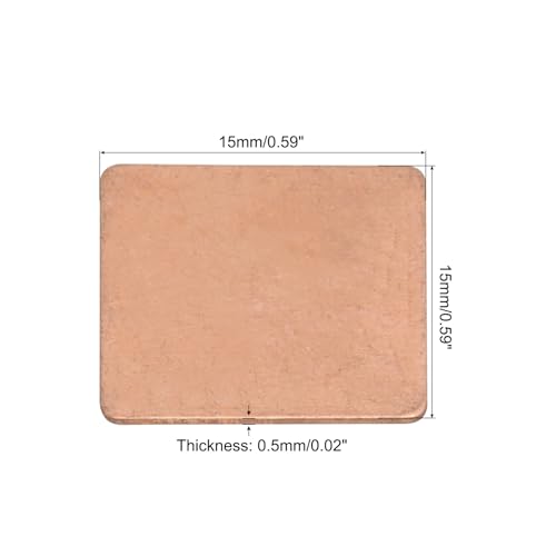 MECCANIXITY Heatsink Copper Sheet Shim, 0.5mm Thickness 15 x 15mm Pad with Thermal Conductive Adhesive Tape for Desktop Computer CPU Cooling Patch 5 Set - size: 0.5mm