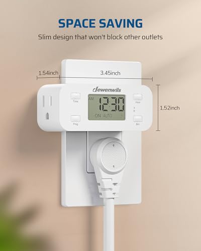 DEWENWILS Indoor 24 Hour Programmable Digital Timer Outlet, 1 Outlet,2 Pack - style: White-2PK