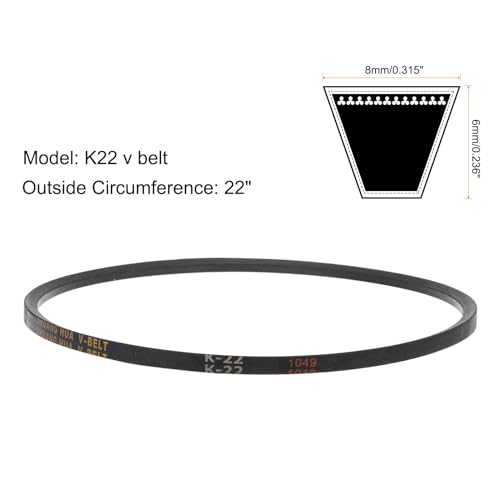 uxcell 2pcs K22 Rubber V Belt, K Section V-Belt 22" Outside Circumference x 0.315" Width x 0.236" Thick, Industrial Power Transmission Belt - size: K22
