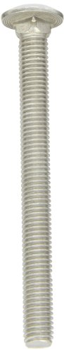 18-8 Stainless Steel Carriage Bolt, Plain Finish, Square Neck, Round Head, Meets ASME B18.5/ASTM F593, 1" Length, Fully Threaded, 1/4"-20 UNC Threads (Pack of 25)
