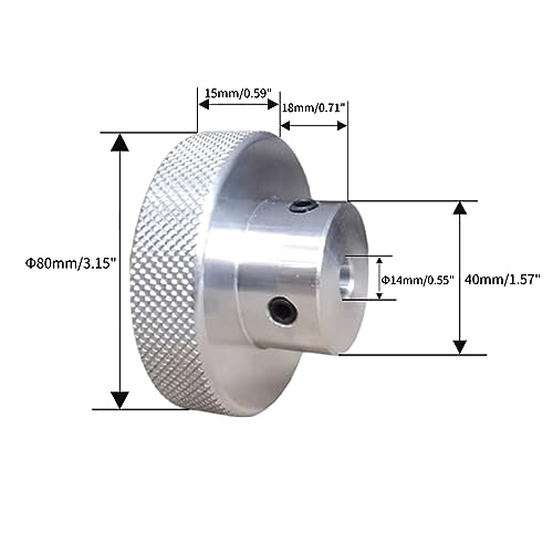 CHANCS Aluminum Alloy Handwheel Adjustment Knobs 80mm OD 14mm Bore Knurled Handles for Slide Table - size: 80-14