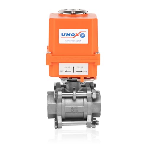 UNOX 3/4" Motorized Ball Valve 24V DC NPT, Electric Actuated Ball Valve Stainless Steel AISI304, 3-Piece Threaded, 63 Bar, Auto Return, Normally Closed - size: 0.75 Inch