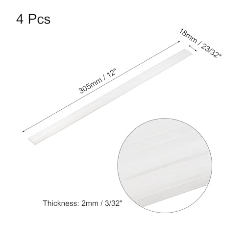 MECCANIXITY 4 Pcs Square Aluminum Flat Bar, 1/16" (2mm) Thick x 11/16" (18mm) Width x 12" (305mm) Long 6061 Aluminum Flat Plate Solid New Mill Stock Silver for Industrial Building - size: 1/16"(2mm)x11/16"(18mm)x12"(305mm)