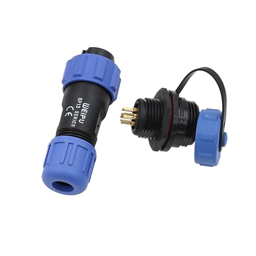 SP13 6 Pin Connector Solder Aviation Circular Waterproof IP68 Blue 5A Male Plug Female Socket for Outdoor Power - size: 6 pin 5A