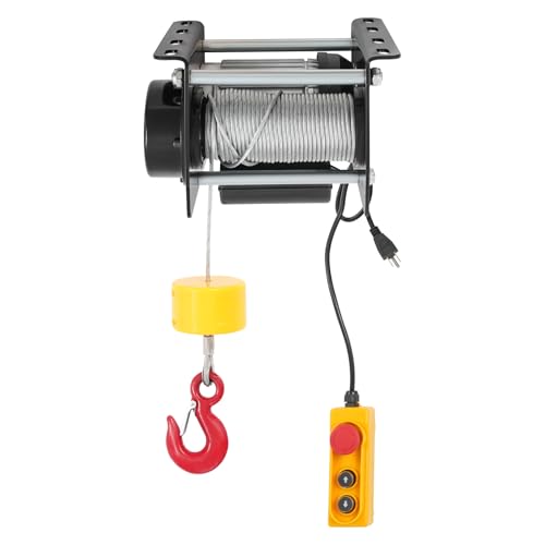 1 KW Electric Hoist Winch,881 lbs Loading Capacity Wired Control Powerful 110V Portable Electric Winch Crane Hoist, 98.43ft Lifting Height Garage Lifter for Garage, Factory, Warehouse, Balcony,Black - color: Black