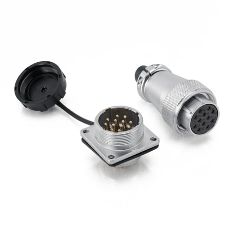 WS24 12Pin Connector Female Male Plug Socket Industrial Metal Aviation Circular Power Electrical Connector for Portable Power Electrical Solar Station - color: Female Plug and Male Socket, size: 12 Pin