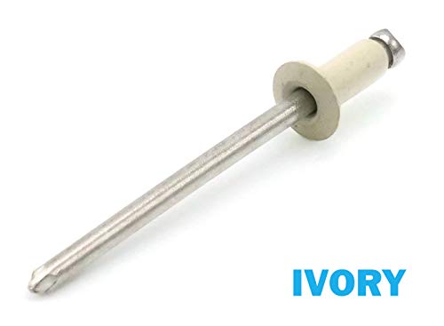 Colored Pop Rivets 1/8 Diameter #4 304 Stainless Steel Painted Blind Rivets 4-3, 1/8" x 3/16" Grip (100, Ivory) - color: Ivory