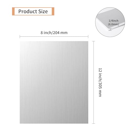 1PCS 6061 Aluminum Sheet Metal 1/4" x 8" x 12", Aluminum Plates Covered with Protective Film, Heat Treatable Aluminum Flat Bar for DIY Craft, Industry - size: 1/4", style: 8" × 12", 1Pcs