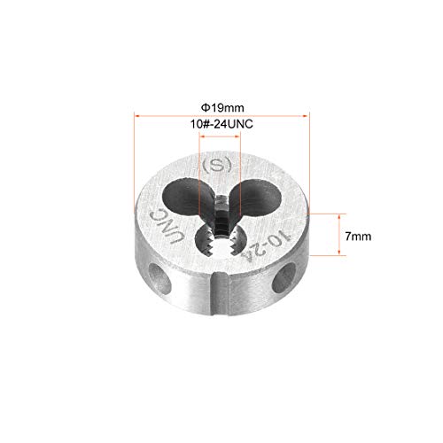 uxcell 10-24 UNC Round Die, Machine Thread Right Hand Threading Die, Alloy Steel Screw Thread Cutting Die - size: 10#-24 UNC