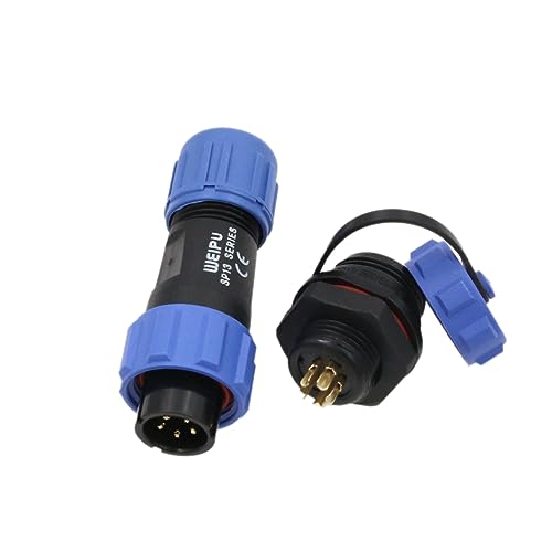 SP13 5 Pin Connector Solder Aviation Circular Waterproof IP68 Blue 5A Male Plug Female Chassis Socket for Outdoor Power - size: 5 pin 5A