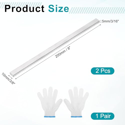 uxcell 2 Pcs 316L Stainless Steel Flat Bar 3/16" Thickness, 3/8" Width, 8" Length, Brushed Finish Trim Strips Sheet for Kitchen DIY Craft Making, Silver Tone - size: 3/16" x 3/8" x 8"