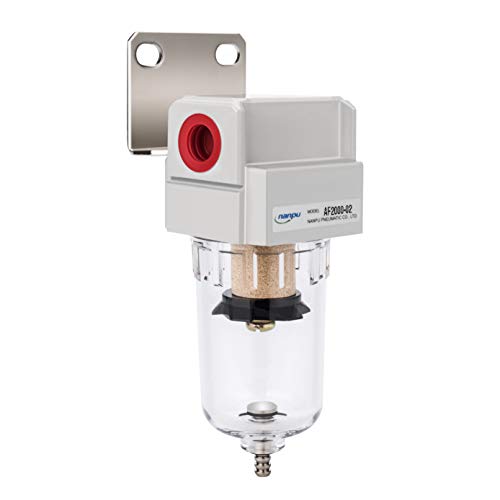 NANPU 1/4" NPT Compressed Air Line Filter, 5 Micron Brass Element - size: 1/4" NPT