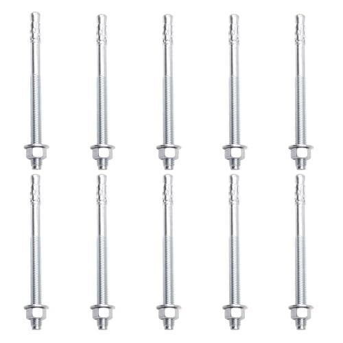 1/2" x 7" Concrete Anchors Wedge Anchor, Carbon Steel,10 Pcs - size: 1/2"x7"
