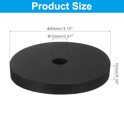 PATIKIL Vibration Isolation Washer 3" OD 0.5" ID 0.4" Thick, 4 Pack Rubber Round Anti Mechanical Damping Feet Pads, Black