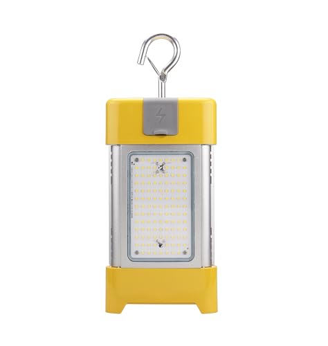 LED Portable Work Light 100W Max – 14,500 Lumens, 5000K Daylight, Adjustable 60W/80W/100W, UL Listed, IP65 Waterproof Jobsite Construction Light, 120V Outdoor & Garage Lighting – Yellow & Silver