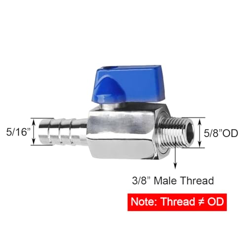 2Pcs Shut Off Valve 3/8" NPT Male x 5/16" Hose Barb Ball Valve - size: 3/8 MNPT x 5/16" Barb