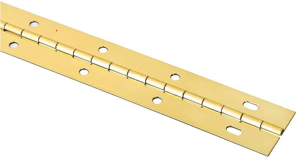 H750 Piano Hinge with Screw Holes, 1 1/2” Inch Wide, Heavy Duty Steel Available in Nickel-Plated, Brass-Plated & Black Finish. (Brass-Plated, 36" Inch Long) - color: Brass-Plated, size: 36" Inch Long