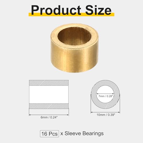 uxcell 16Pcs Sleeve Bearings, 7mm Bore x 10mm OD x 6mm Length - size: 7mm Bore x 10mm OD x 6mm Length