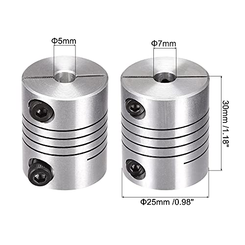 uxcell Motor Shaft 5mm to 7mm Helical Beam Coupler Coupling 25mm Dia 30mm Length - size: 5mm to 7mm