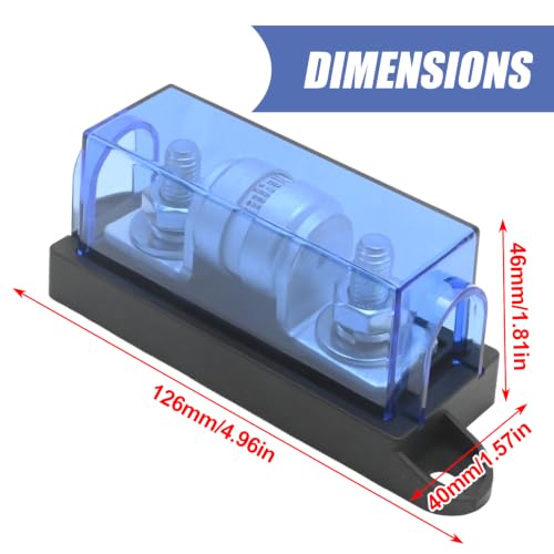 250 Amp Class T Fuse Holder, 250V AC/DC Fuse Block, Suitable for Inverters and High-Power Appliances in Marine, Automotive, and RV Applications - size: 250V 250A