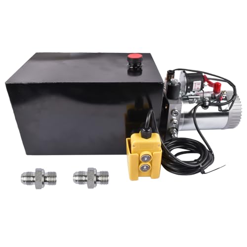 15 Quart Hydraulic Power Unit 1.6-3.0KW Power, 3.75 Gallon 12V DC Single Acting Hydraulic Pump, 3200 PSI Max Pressure, for Dump Trailers, Car Lifts, Steel (GC01) & Aluminium Alloy - size: 15 Quart;Single Acting