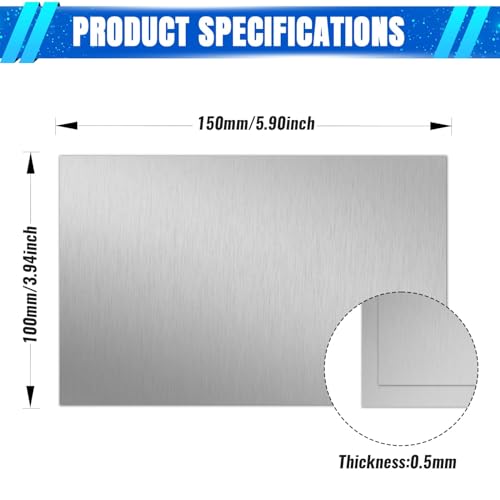 0.5mm Stainless Steel Sheet 4x6 Inch, 430 Magnetic Stainless Steel Plate, 24 Gauge Metal Sheet for Wall, DIY, Crafts, Jewelry, Electrical Repair (2 Pack) - size: 4" x 6"-24 Gauge(0.5mm)