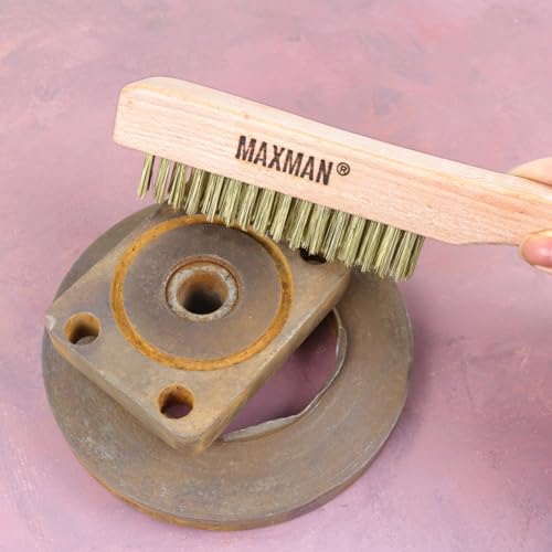 MAXMAN Brass Brush 10", 2Pcs Heavy Duty Brass Wire Brush, Rust/Weld Remover - style: 2Pcs Brass Brushes