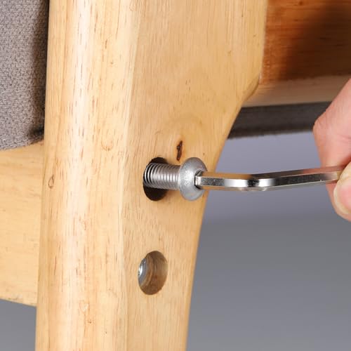 M6 x 10mm 100PCS Button Head Hex Socket Cap Screws Bolts, 304 Stainless Steel 18-8, Allen Hex Drive, Full Thread, Bright Finish, with Hex Spanner - size: M6 x 10mm
