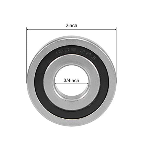 uxcell 1638-2RS Deep Groove Ball Bearings Z2 3/4 X 2 X 9/16inch Double Sealed Chrome Steel 2 Pcs - size: 3/4"x2"x9/16"