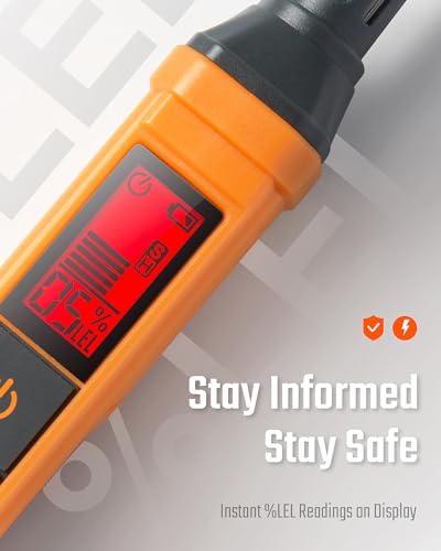 PT205 Natural Gas Detector with Audible & Visual Alarm, Gas Leak Detector with%LEL Value of Methane, Butane, Propane for Home, RV (Includes Batteryx2)-Orange (Pack of 2) - size: PT205 (Pack of 2)